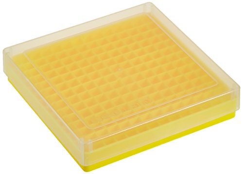 neoLabLine Polypropylen Aufbewahrungsbox mit Transparent Verschluss für PCR-Tubes und 0,2 ml Strips, Gelb von neoLab