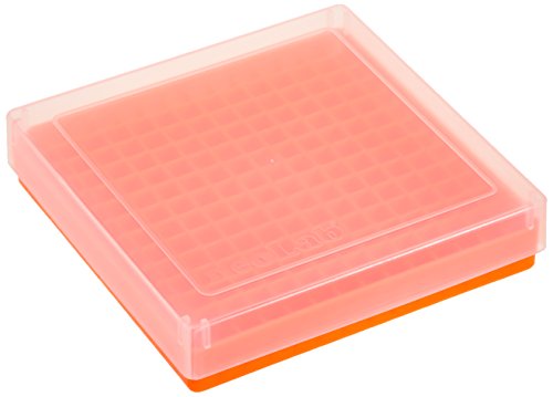 neoLabLine Polypropylen Aufbewahrungsbox mit Transparent Verschluss für PCR-Tubes und 0,2 ml Strips, Orange von neoLab