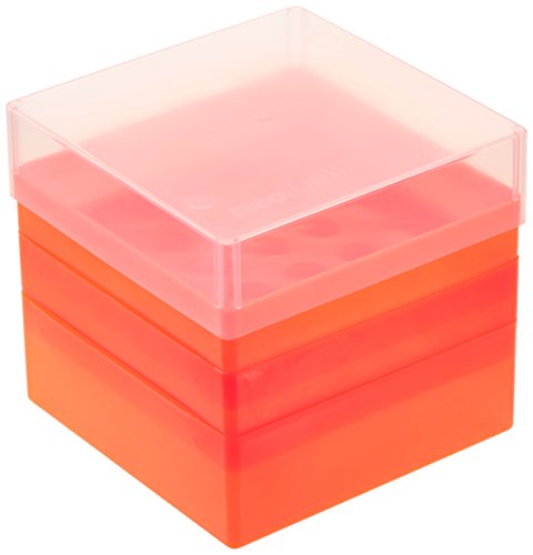 neoLab 2-1922 Aufbewahrungsbox für 15 mL-Röhrchen, 5 x 5 Plätze, Orange von neoLab