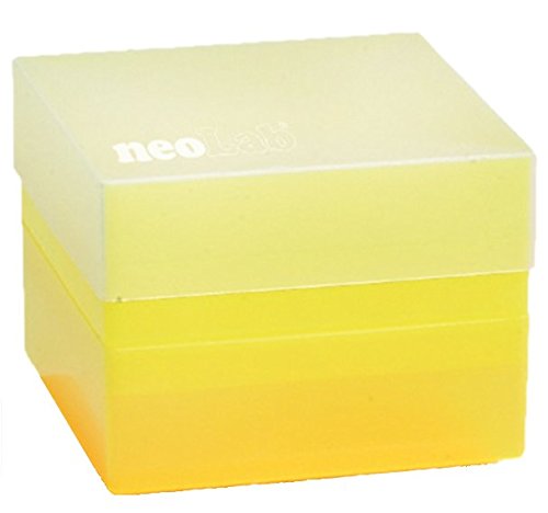 neoLabLine Polypropylen Aufbewahrungsbox mit Verschluss für 50 mL-Röhrchen, 3 x 3 Plätze, Gelb von neoLab