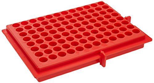 neoLab Polypropylen Beidseitig Nutzbares Rack mit 96 Plätzen, Rot, 206mm x 139mm x 27mm von neoLab