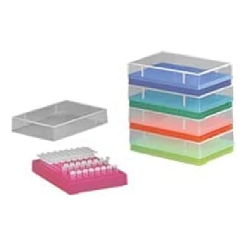 neoLab 2-2602 Aufbewahrungsrack mit Deckel für PCR/Tubes, 96 Plätze, Neon/Orange, Polypropylen von neoLab