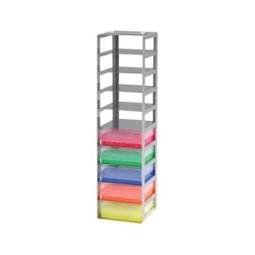 Cryomaster Edelstahl Truhengestell mit 10 Fächer für 75er Box, Silber, 141 mm x 141 mm x 806 mm von Cryomaster