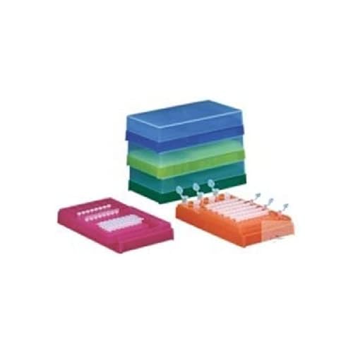 neoLab Polypropylen Combi-Rack mit Deckel für PCR-Tubes und Reaktionsgefäße, Gelb, 210mm x 115mm x 78mm von neoLab