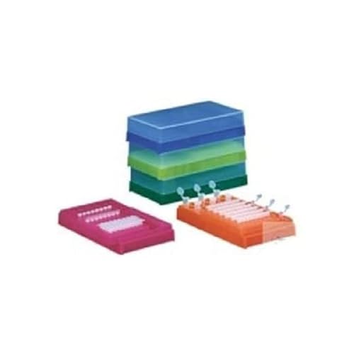 neoLab Polypropylen Combi-Rack mit Deckel für PCR-Tubes und Reaktionsgefäße, Orange, 210mm x 115mm x 78mm von neoLab