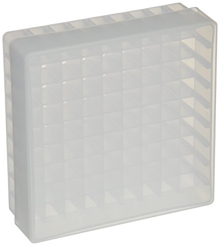 neoLab Polypropylene Kryo-Aufbewahrungsbox mit Übergreifender Transparent Stülpdeckel, 81 Stellplätze für Gefäße, Transparent von neoLab