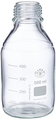 neoLab Laborflaschen ohne Kappe, ISO 4796 Boro-Glas 3.3 GL 45, 500 ml Kapazität, Transparent, 10 Stück von neoLab