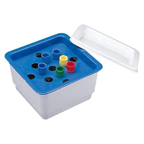 neoLab Polystyrene Cold-Box für 12 x 1,5 mL, Reaktionsgefäße, Blau/Weiß, 120 mm x 120 mm x 80 mm von neoLab