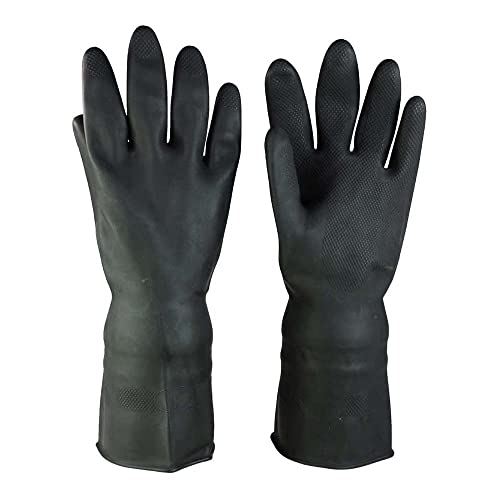 neoLab 2-4274 Naturlatex Allzweckhandschuh, Reissfester Rollrand, 320mm Lang, Größe L/8.5/Groß, Schwarz von neoLab