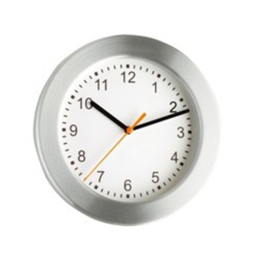 neoLab Aluminium Gebürstet Wanduhr mit Quarzwerk, Silber/Weiß, 20 cm Durchmesser, 3,5 cm Höhe von neoLab