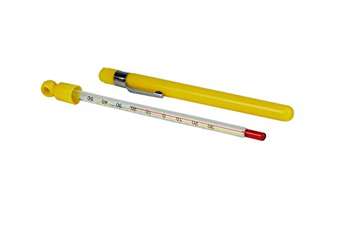 Amarell Glas Spezialflüssigkeit Taschenthermometer mit Hülle, -30°C bis +50°C, 10mm Durchmesser, 165mm Länge von neoLab
