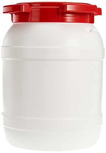 neoLab HDPE Weithalsfass mit Schraubdeckel, Weiß/Rot, 6.4L Kapazität von neoLab