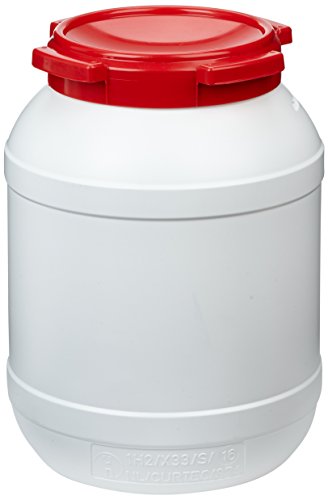 neoLab HDPE Weithalsfass mit Schraubdeckel, Weiß/Rot, 26L Kapazität von neoLab