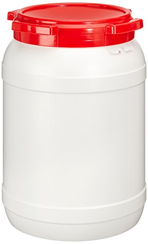 neoLab HDPE Weithalsfass mit Schraubdeckel, Weiß/Rot, 20L Kapazität von neoLab