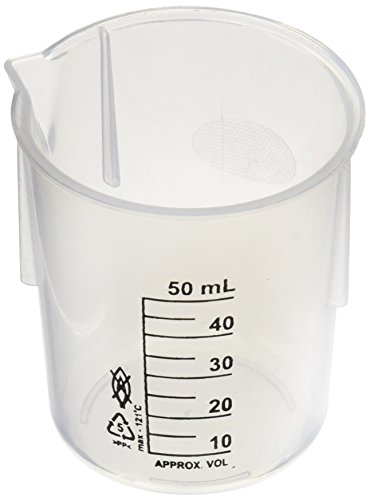 Moonlab-4-0038 Becher mit Ausguß ohne Griff, graduiert, PP, 50 mL, Natur von neoLab