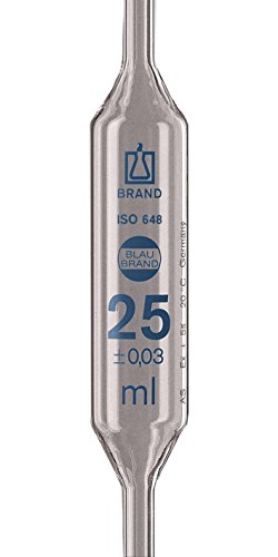 Brand BLAUBRAND Glas Vollpipetten, Klass AS, Blau Graduierung, Transparent (Klar), 5mL Kapazität, 6 Stück von neoLab