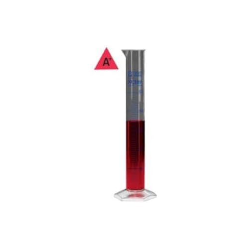 Brand PLASTIBRAND Polymethylpenten (PMP/TPX) Messzylinder, Transparent (Klar), Hohe Form, Klasse A, Blaue Gradruckte, 100mL Kapazität, 1mL Teilung, 250mm Höhe von neoLab