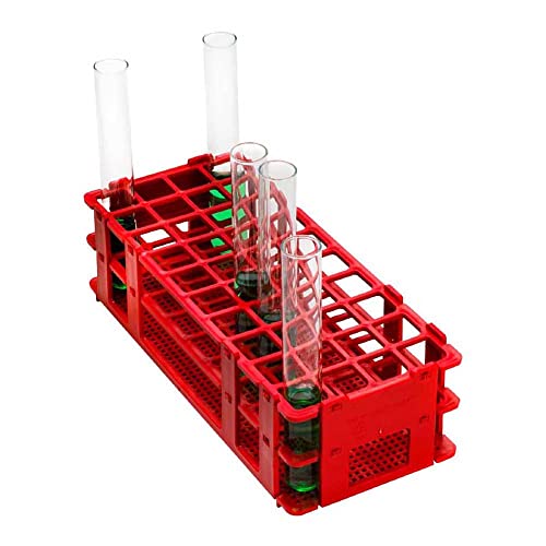 neoLab 6-2547 Polypropylen Reagenzglasgestelle für Autosampler, 40 Kapazität, 4 x 10 Löcher, 20mm für Gefäße Durchmesser, 20.5mm Durchmesser Bohrung, Rot von neoLab