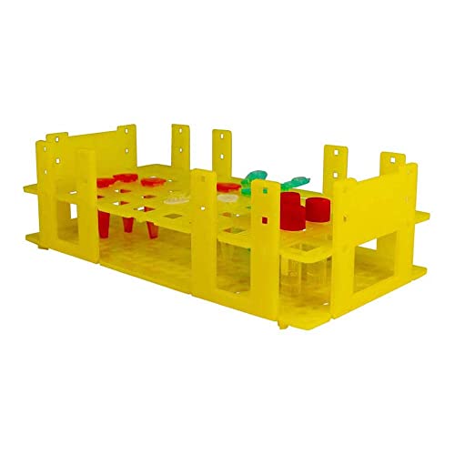 neoLabLine Polypropylen Multifunktionsrack für Röhrchen mit Durchmesser 16mm, 50 Plätzer, Gelb, 230mm Länge x 120mm Breite x 70mm Höhe von neoLab