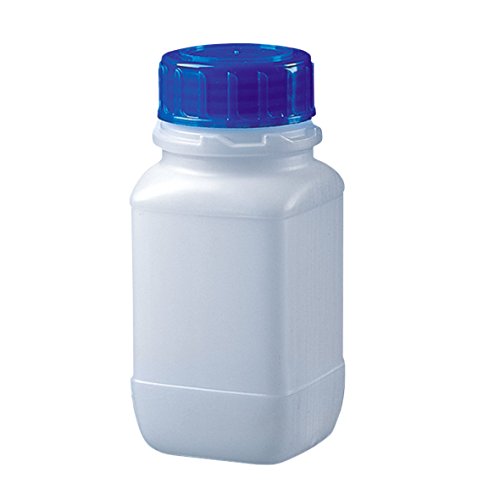 neoLab HDPE Weithals-Vierkantflaschen mit PP Blau Schraubverschluss, 100mL Kapazität, 101mm Höhe x 45mm Durchmesser von neoLab