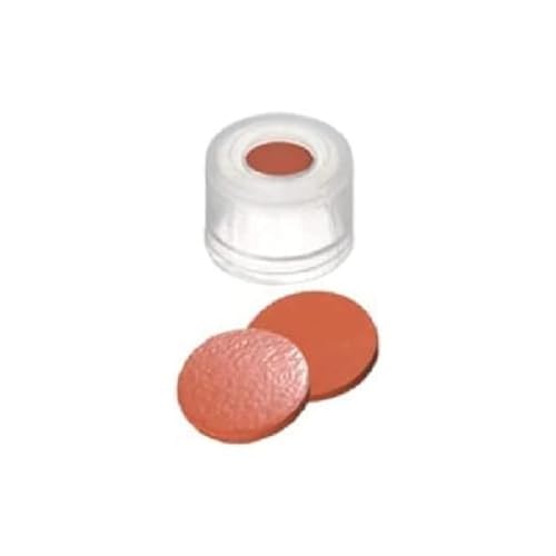neochrom LDPE Push-On Kappe mit Naturkautschuk/TEF Septum, Rot/Orange/Transparent, 8mm Durchmesser, 100 Stück von neochrom