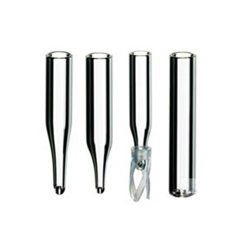 neochrom Borosilikatglas Mikroeinsätze mit Polymerfuß, Konisch, 0.1mL Kapazität, Klar, 29mm Höhe x 5.7mm Durchmesser, 100 Stück von neochrom