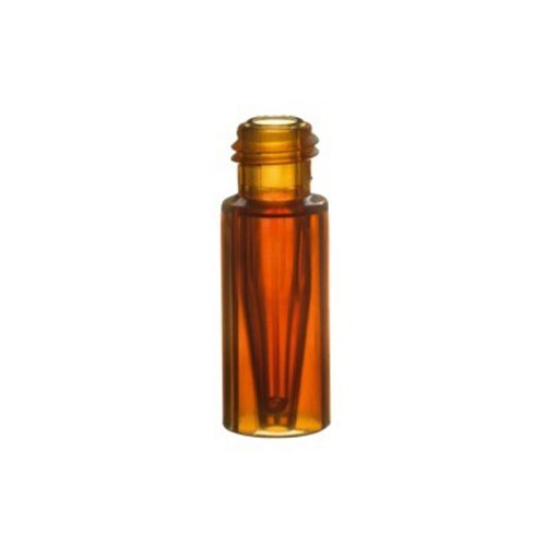 neochrom Borosilikatglas TopSert Kurzgewindeflasche mit Glas-Mikroeinsatz, 0.2mL Kapazität, Braun, 32mm Höhe x 11.6mm Durchmesser, 100 Stück von neochrom