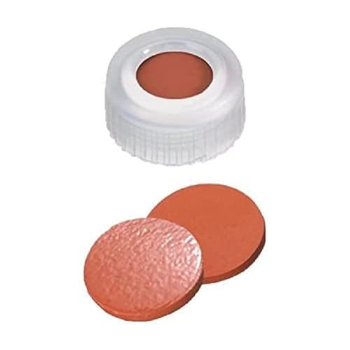 neochrom Polypropylen Kurzgewinde-Schraubkappe mit Naturkautschuk/TEF Loch, Rot/Orange/Transparent, 9mm Durchmesser, 100 Stück von neochrom