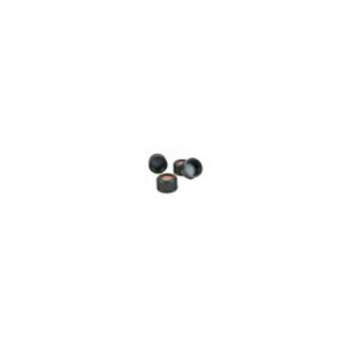 neoLab PTFE Kurzgewinde-Schraubkappe mit Silikon Loch, Weiß/Rot, 9mm Durchmesser, 100 Stück von neoLab