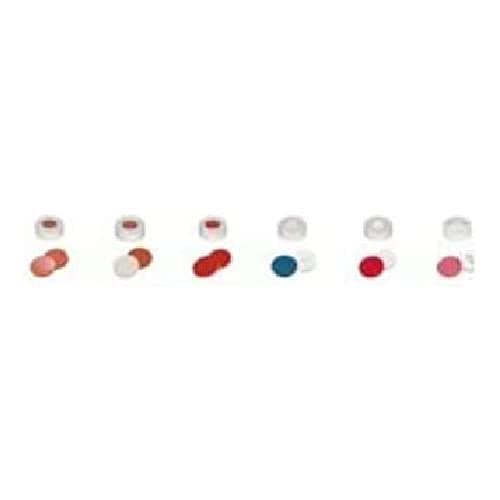 neochrom LDPE Schnappringkappen mit Silikon/PTFE Loch, PE/Silikon Weiß/PTFE Rot, 11mm Durchmesser, 100 Stück von neochrom