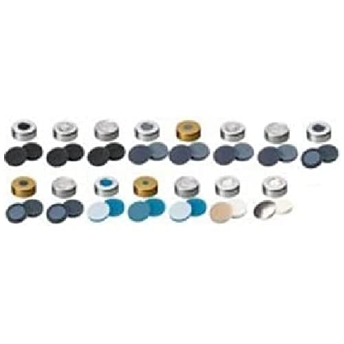 neochrom Magnetisch Bördelkappe mit Pharma-Fix Butyl/PTFE 8mm Loch, 20mm Durchmesser, 100 Stück von neochrom