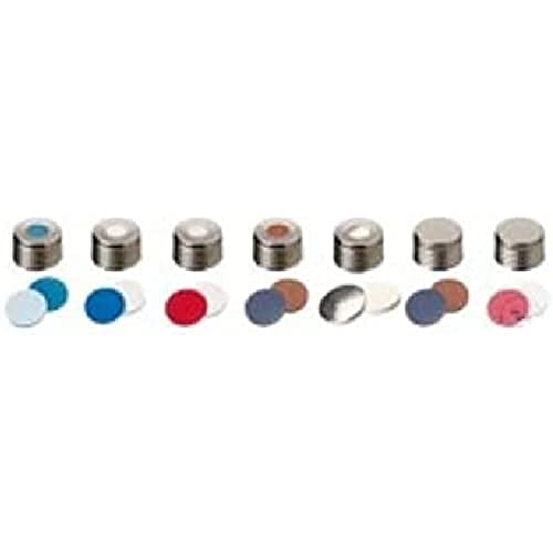 neoLab UltraClean PTFE Schraubkappe mit Geschlossen Silicon Septum, Weiß/Magneta/Silber, 18mm Durchmesser, 100 Stück von neoLab