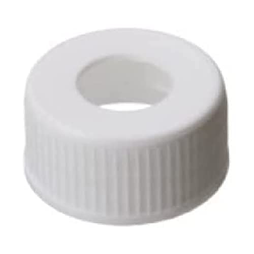 neochrom Polypropylen Schraubverschlüsse mit 12.5mm Loch, Gewinde 24-400, Weiß, 24mm Durchmesser, 100 Stück von neochrom