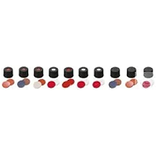 neochrom Polypropylen Schraubkappen mit Kautschuk/TEF Einlagen, Geschlossen, Rot/Orange/Transparent/Schwarz, 8mm Durchmesser, 100 Stück von neochrom