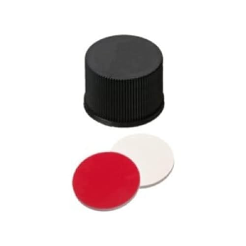 neochrom Polypropylen Schraubkappen mit Butyl/PTFE Einlagen, Geschlossen, Rot/Grau/Schwarz, 15mm Durchmesser, 100 Stück von neochrom