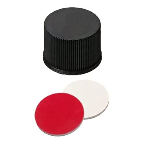neochrom Polypropylen Schraubkappen mit Silikon/PTFE Einlagen, Geschlossen, Weiß/Rot/Schwarz, 15mm Durchmesser, 100 Stück von neochrom