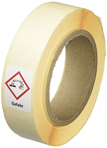 neoLab Papier GHS05 Gefahrensymbole "Ätzend mit Gefahr", Weiß/Schwarz/Rot, 26mm Länge x 37mm Breite, 1000 Stück von neoLab