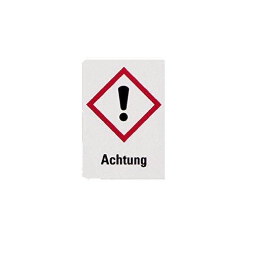 neoLab Papier GHS07 Gefahrensymbole "Ausrufezeichen mit Achtung", Weiß/Schwarz/Rot, 26mm Länge x 37mm Breite, 1000 Stück von neoLab