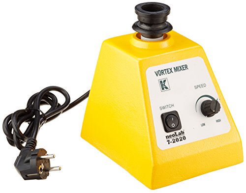 neoLab Vortex Schüttler, Stufenlos Einstellbar, 0-3150 rpm, Gelb, 165mm Länge x 165mm Breite x 180mm Höhe von neoLab