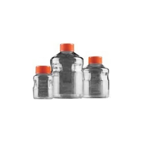 Falcon Polystyrol Vorratsflaschen für Zellkulturmedien, 500mL Kapazität, Transparent (kristallklar)/Orange, 24 Stück von Falcon