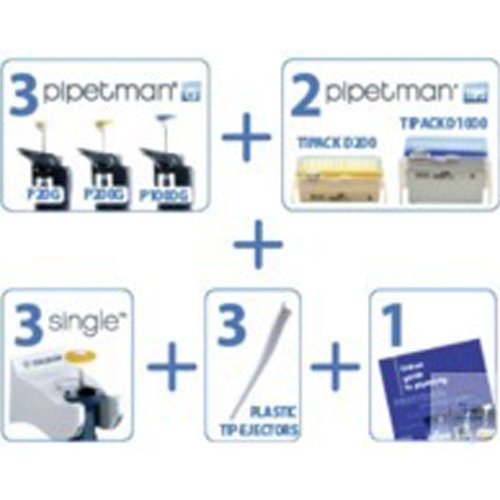 Gilson PIPETMAN G Starter Kit mit P20G, P200G, P1000G Mikrolieterpipetten und Pipettenspitzen, Mehrfarbig Gilson PIPETMAN G Starter Kit mit P20G, P200G, P1000G Mikrolieterpipetten und Pipettenspitzen, Mehrfarbig von neoLab