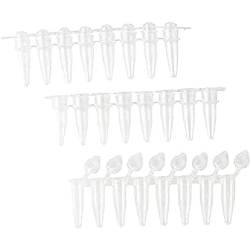 neoLab Polypropylene PCR 8er-Streifen mit Gewölbten Deckeln, Normalprofil, 0,2mL, Klar, 125 Stück von neoLab