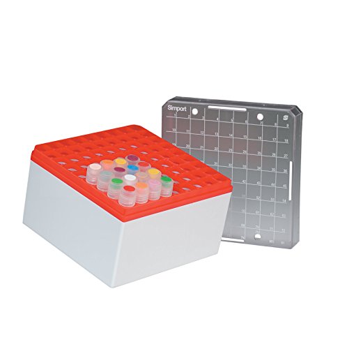 neoLab Polycarbonat Kryo-Aufbewahrungsbox, 9 x 9 Plätze, Rot, 135mm x 135mm x 96mm, 5 Stück von neoLab