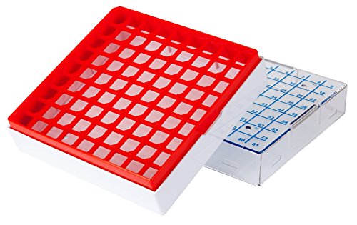 neoLab 7-8032 Kryoboxen (PC), 81 Plätze, 53 mm hoch, Rot (4-er Pack) von neoLab