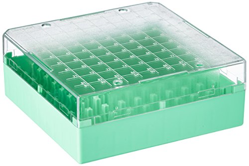 neoLab Polystyrol Kryo-Aufbewahrungsboxen, 100 Stellplätze, Grün, 133mm x 133mm x 52mm, 4 Stück von neoLab