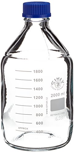 neoLab Borosilikatglas Laborflaschen mit Ausgießring und Schraubkappe, GL 45, Klar, 2000mL Kapazität, Iso-Gewinde, 10 Stück von neoLab