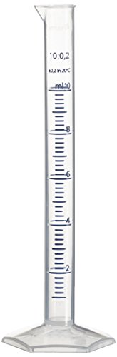 Brand Polypropylen Messzylinder, Hohe Form, Sechskantfuß, Transparent, 145mm Höhe, 10mL Kapazität von Vitlab