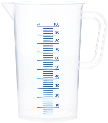 neoLab - Messbecher 100ml aus Polypropylen autoklavierbar - Milchig transparenter Messbecher aus Kunststoff 10ml Skalierung in blau - Bruchsicher & spülmaschinenfeste Messkanne mit Ausguss und Griff von neoLab