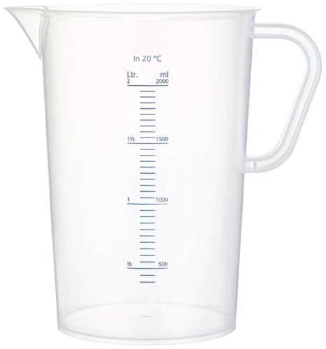 neoLab - Messbecher 2000ml aus Polypropylen autoklavierbar - Milchig transparenter Messbecher aus Kunststoff 10ml Skalierung in blau - Bruchsicher & spülmaschinenfeste Messkanne mit Ausguss und Griff von neoLab