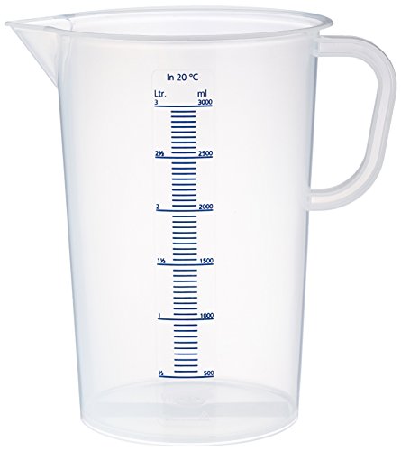 neoLab - Messbecher 3000ml aus Polypropylen autoklavierbar - Milchig transparenter Messbecher aus Kunststoff 10ml Skalierung in blau - Bruchsicher & spülmaschinenfeste Messkanne mit Ausguss und Griff von neoLab